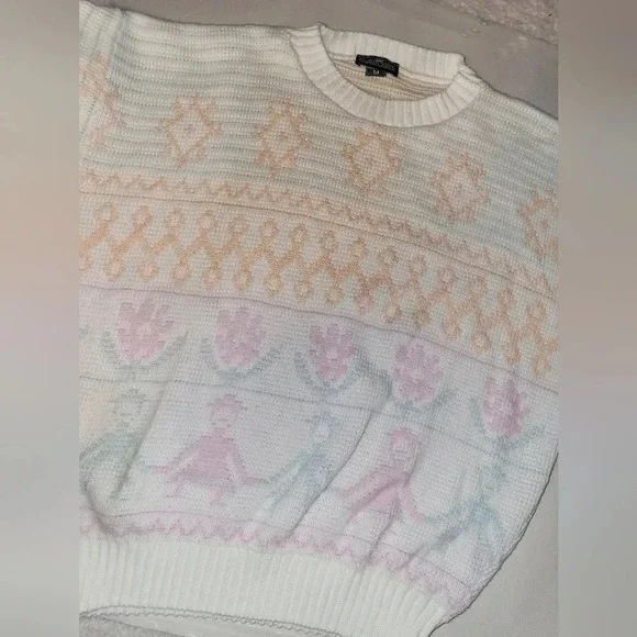Vintage Cabin Creek Sweater Crew Lightweight White Floral 80s‎ 90s - Picture 4 of 8